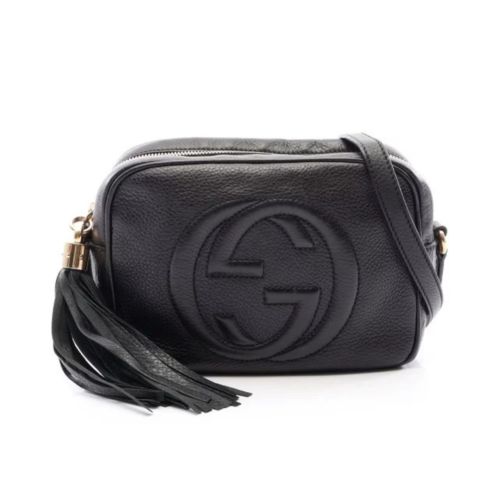 Gucci Soho Disco Bag Interlocking GG Leather Shoulder Bag Black